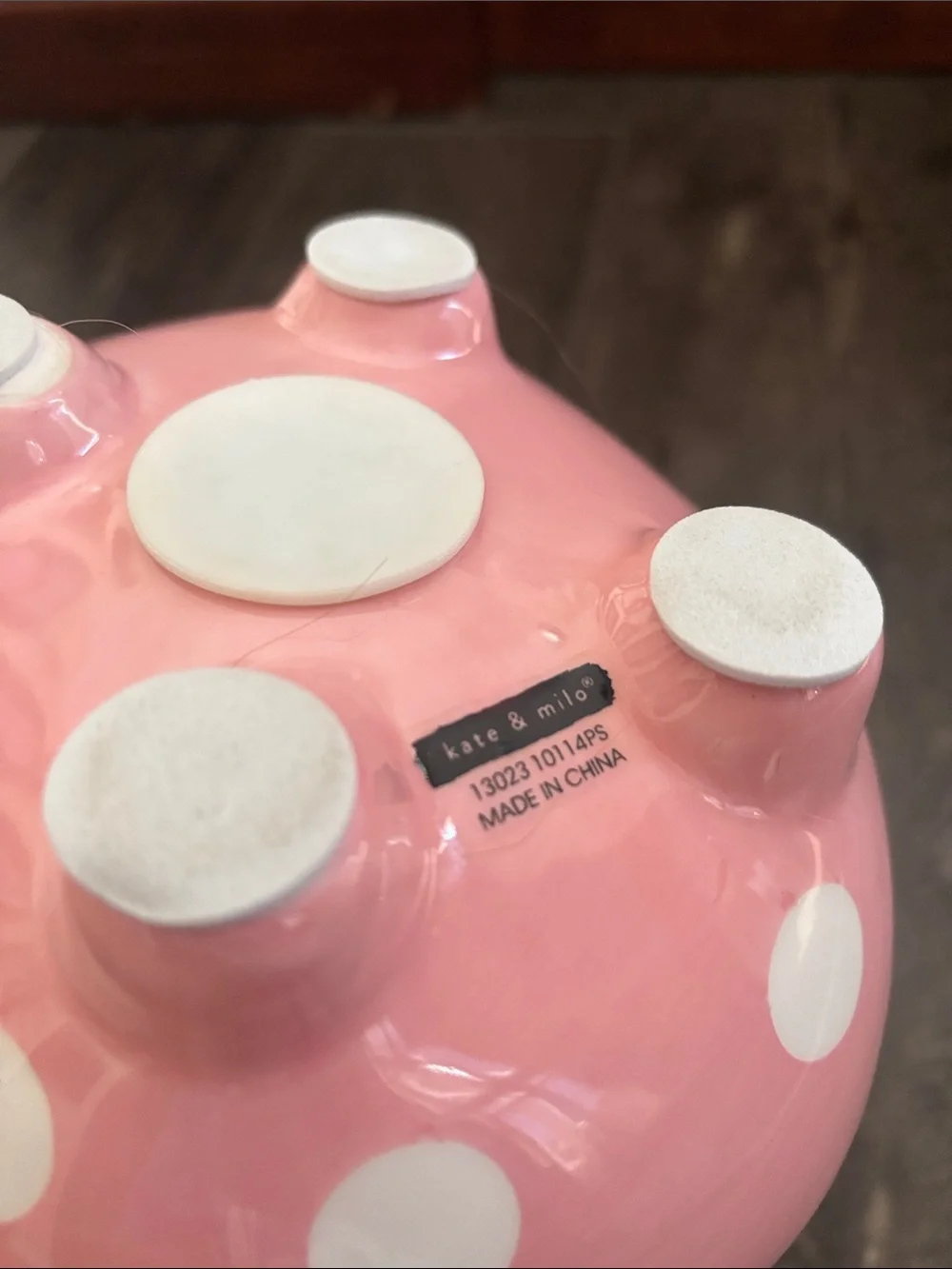Pink Polka Dot Ceramic Piggy Bank by Kate & Milo
